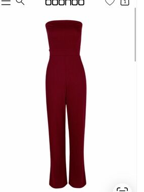 Boohoo Strapless Wide-Leg Jumpsuit in Burgundy